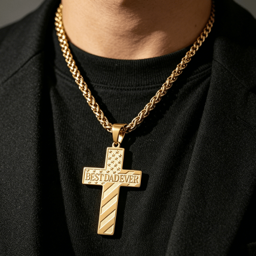 custom gold cross necklace for men