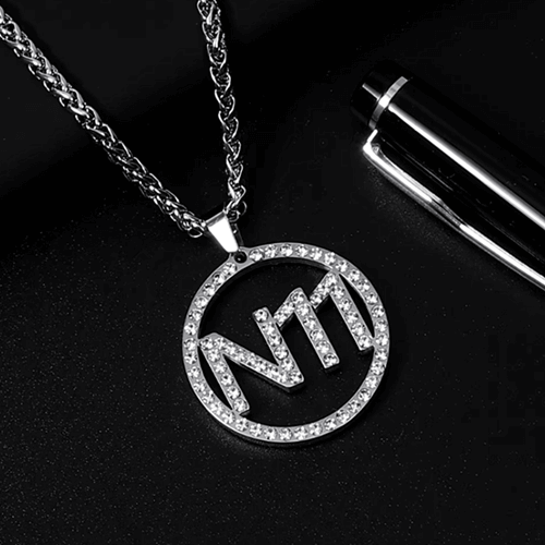 Custom logo pendant necklace with diamonds unique design