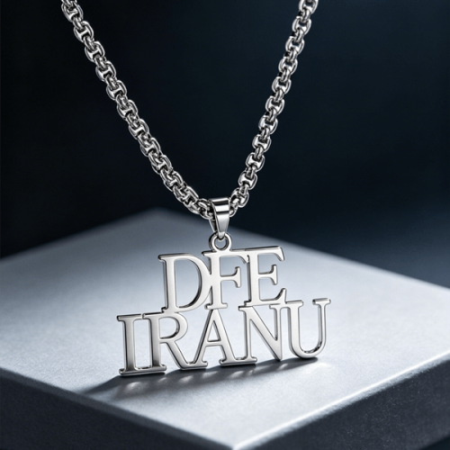 custom block name necklace silver