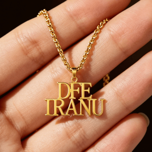 Gold name necklace capital letters