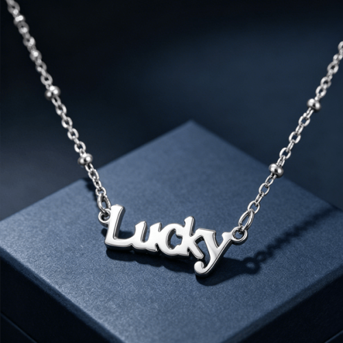 custom made word necklace silver