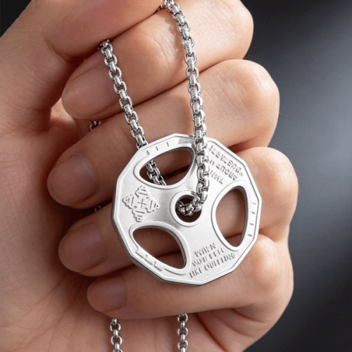 Stainless steel custom barbell necklace