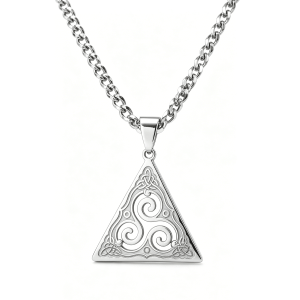 Celtic-inspired engraved triangular pendant necklace wholesale