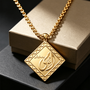 customized gold arabic necklace