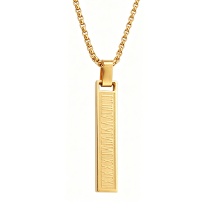 Vertical rectangular pendant necklace with engraved Roman numerals