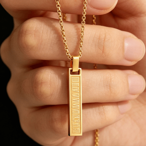 Customized gold bar necklace pendant
