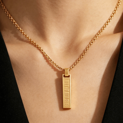Customized bar necklace gold