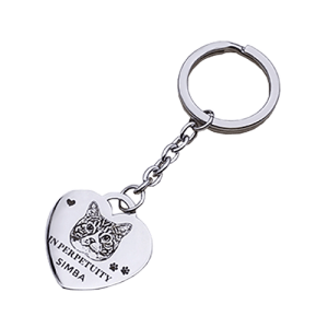 Heart shaped engraved keychain with picture