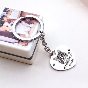 custom heart photo keyring engraved
