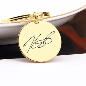 Gold engraved round keychains