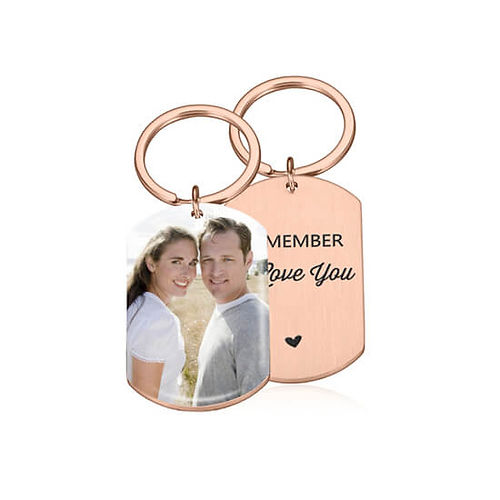 Customizable dog tag keychain with photo