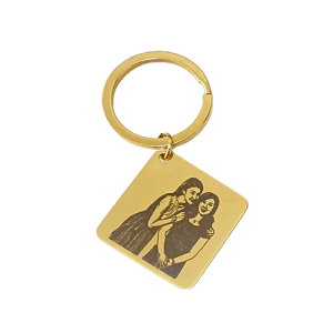 Laser engraved portrait keychain personalized