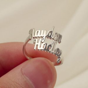 sterling silver 2 name ring