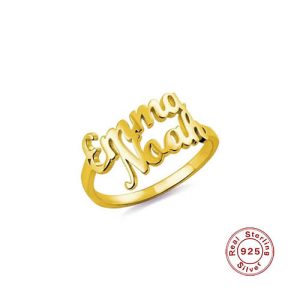 Personalised double name ring​ sterling silver​