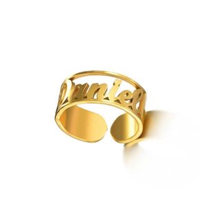 Custom adjustable ring with name for women