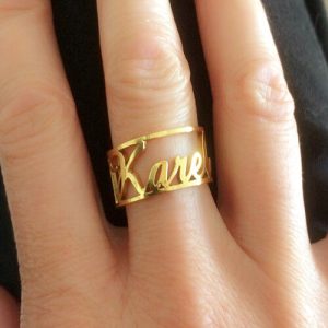 custom name plate ring gold
