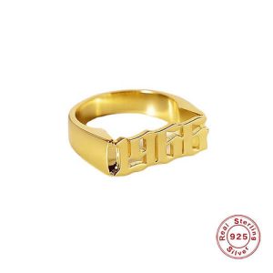 Customized birth year signet ring​ sterling silver 925