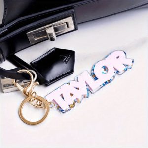 Laser cut acrylic keychain with name