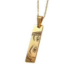 Stainless steel bar necklace engraved both sides