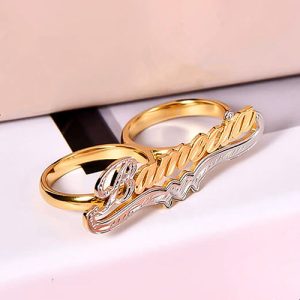 Custom double finger name ring​