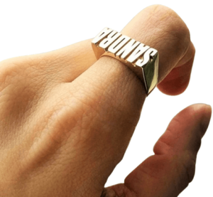Custom block letter name ring