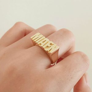 Custom block nameplate ring wholesle