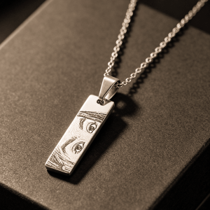 Stainless steel engravable bar necklace