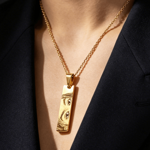Custom vertical bar engraved necklace