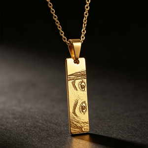 Custom engraved gold bar necklace