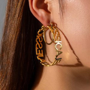 Round custom earrings with name