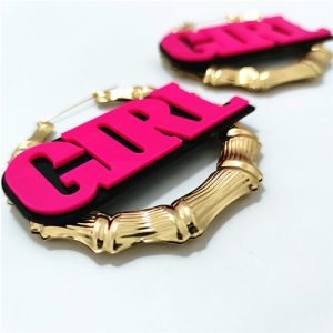 Custom bamboo hoop earrings with words​ wholesale
