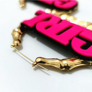 personalized gold bamboo earrings