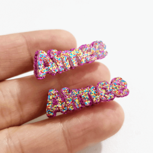 DIY acrylic name stud earrings