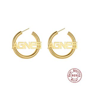 925 sterling silver thick hoop name earrings​ personalized jewelry​