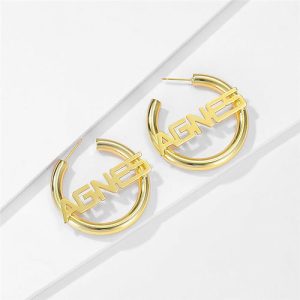 Chunky personalized gold hoop earrings sterling silver