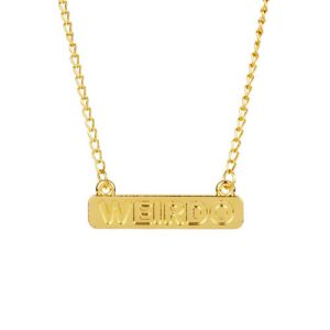 Gold horizontal bar pendant custom​ with word