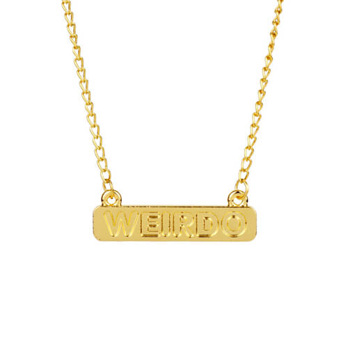 Gold horizontal bar pendant custom with word