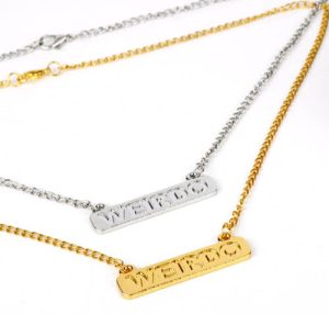 Custom bar pendant necklace with text