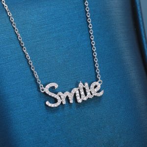 Diamond word pendant necklace