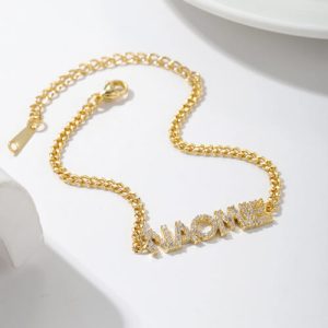 Personalized diamond name plate bracelet