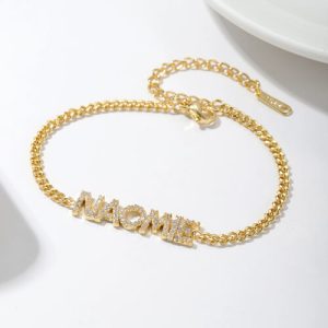 CZ diamond name bracelet sterling silver