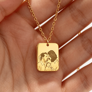 Personalised engraved picture necklaces