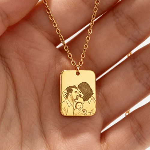 Personalised engraved picture necklaces