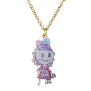 Personalized colored hand drawn necklace from your artwork