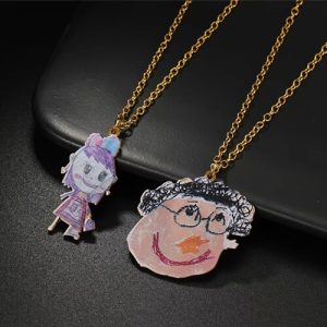 Personalized colored hand drawn necklace from your artwork